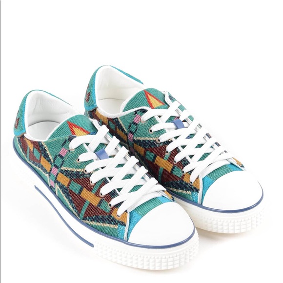 Valentino Garavani beaded tribal print sneakers - Picture 1 of 3